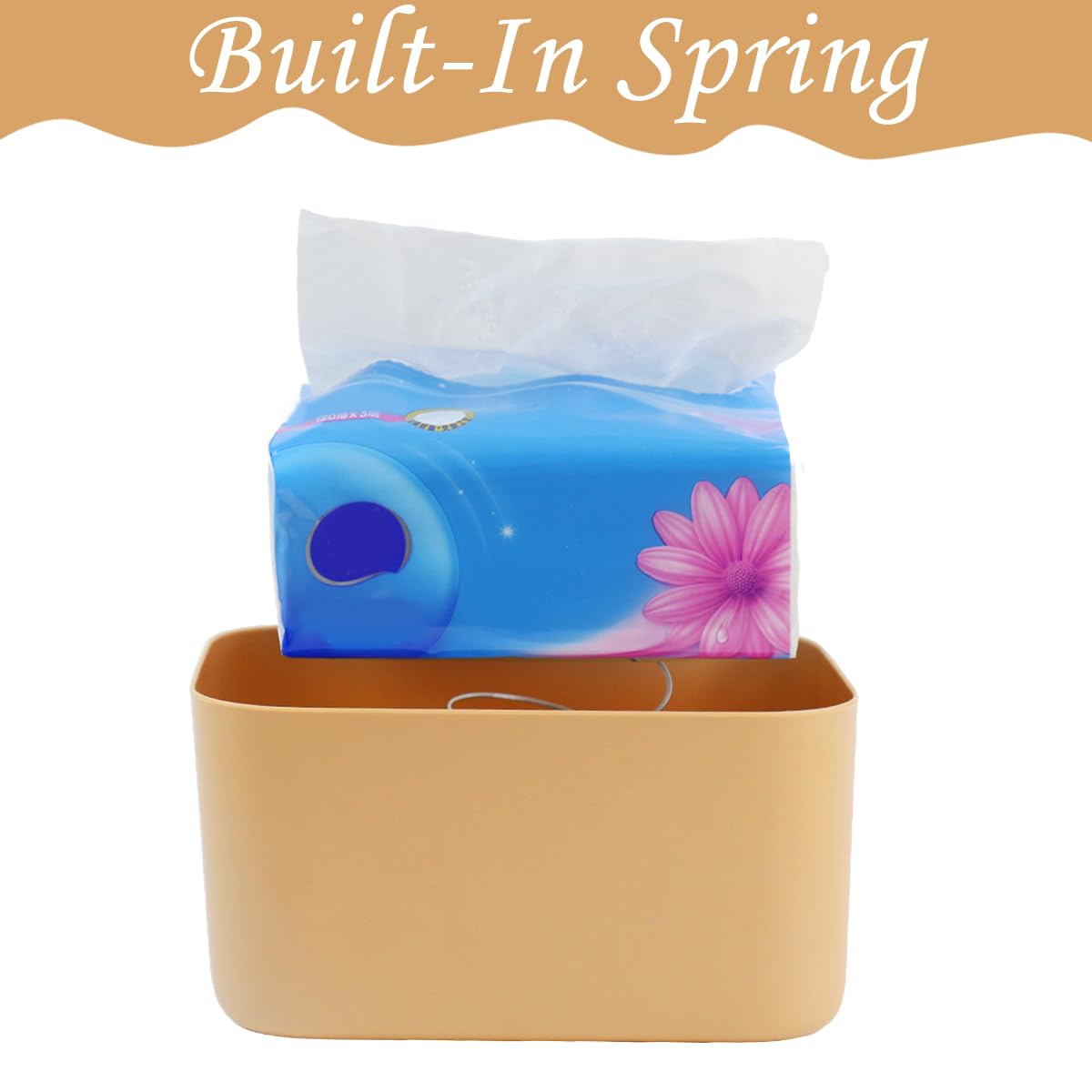 HASTHIP Kawaii Tissue Paper Box Cover for Home Office and Car featuring Spring Loaded Design | PP Body with Removable Soft Rubber Top 25x16x12cm
