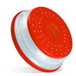 HASTHIP Microwave Plate Cover for Food with 10.5 in Collapsible Lid and Steam Vent | Red BPA Free