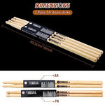 HASTHIP® 5A Drum Sticks Maple Drumsticks, 2 Pair 16inch Drum Sticks Set, Wood Drumsticks Drum Accessories for Adults & Youth, Oval Wood Tip, Perfect for Pros and Beginners 2 PCS