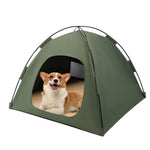 HASTHIP® Pet Tent for Cats & Small Dogs - Portable Foldable Indoor & Outdoor Cat House with Sunshade, Removable Soft Bed, Semi-Enclosed Pet Shelter Tent for Camping, Beach, Park, Travel - Green,