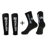 HASTHIP® 1 Set Anti-Slip Grip Soccer Socks with Shin Guard Sleeves