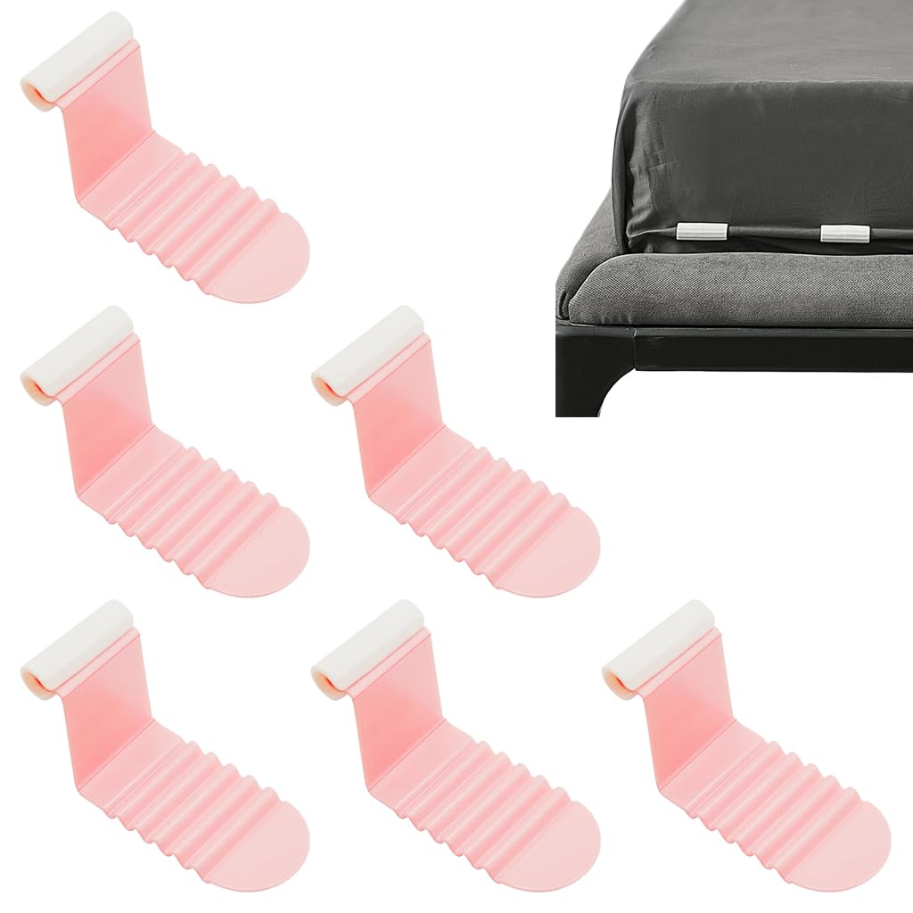 HASTHIP Bed Sheet Retainer Clips 6Pcs for All Bed Sizes with No Slip L Shape Fasteners | Invisible Edge Holders