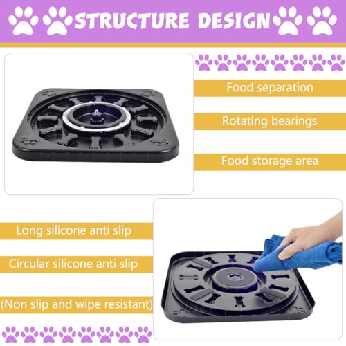 HASTHIP® Dog Slow Feeder Bowl, 3-in-1 Pet Feeding Toy with Rotating Nail Grinder Disc & Cat Scratch Pad, Portion Control Feeder for Healthy Digestion and Preventing Choking