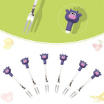 HASTHIP Food Fruit Forks for Kids with Cute Cow Handle 6pcs 4.65in Stainless Steel | Reusable Dessert Fork Set