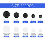 HASTHIP Sewing Buttons for Clothing and DIY Crafts featuring 100 pcs 0.39–1 in Resin | Black and White Round Design
