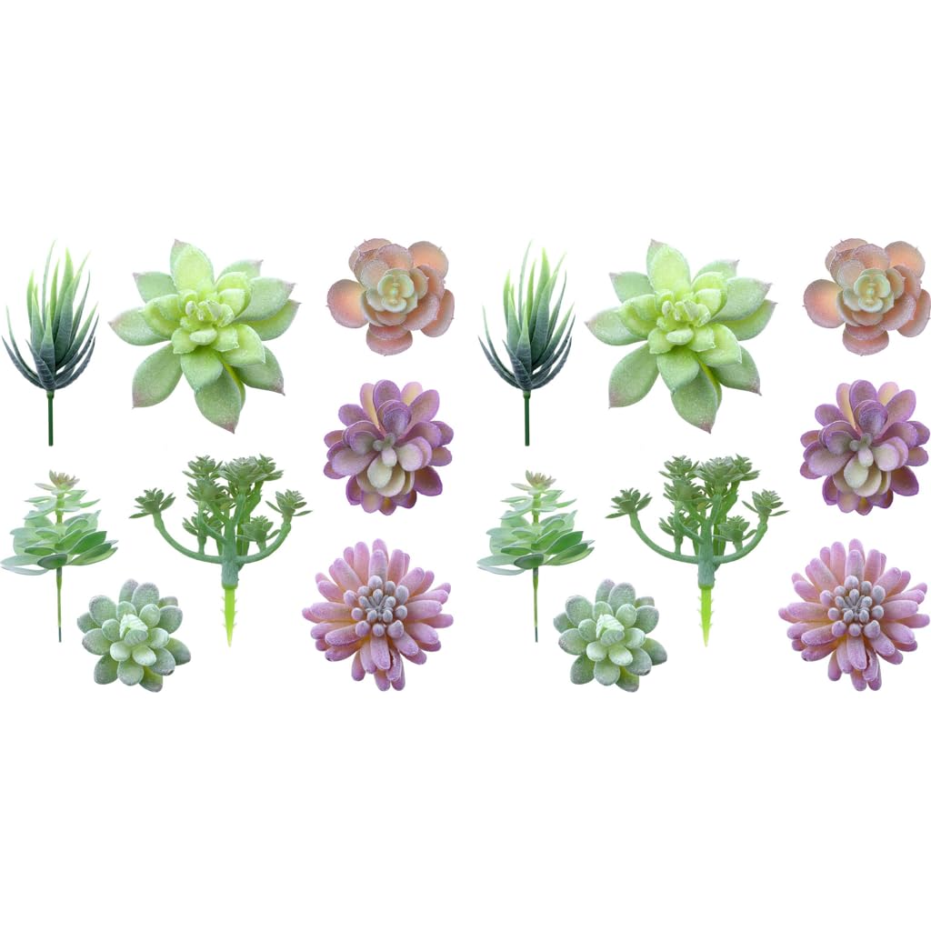 HASTHIP Artificial Plants for Home Decor with 16PCS Faux Succulent Set featuring Realistic PVC Texture | Indoor and Outdoor DIY Floral Arrangement