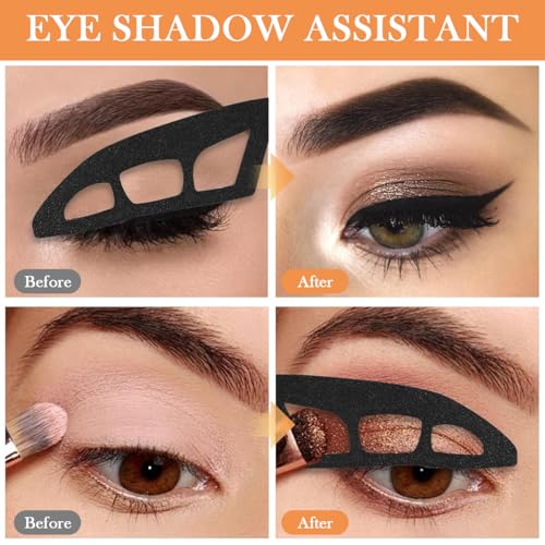 HASTHIP® YourBrand 2Pcs Eye Makeup Stencils & Template Set, Eyeshadow Applicator, Eyeliner Guide Tool with Brush for Quick Eye Make-Up, Reusable Beginner Assistant, Universal Fit for Most Eyes