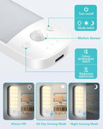 HASTHIP® Motion Sensor Lights Indoor, 2 Pack USB Rechargeable LED Night Light with 3 Modes, 3 Light Color, Stepless Dimmable, with Removable Magnet Sheet Stick-On Cupboard