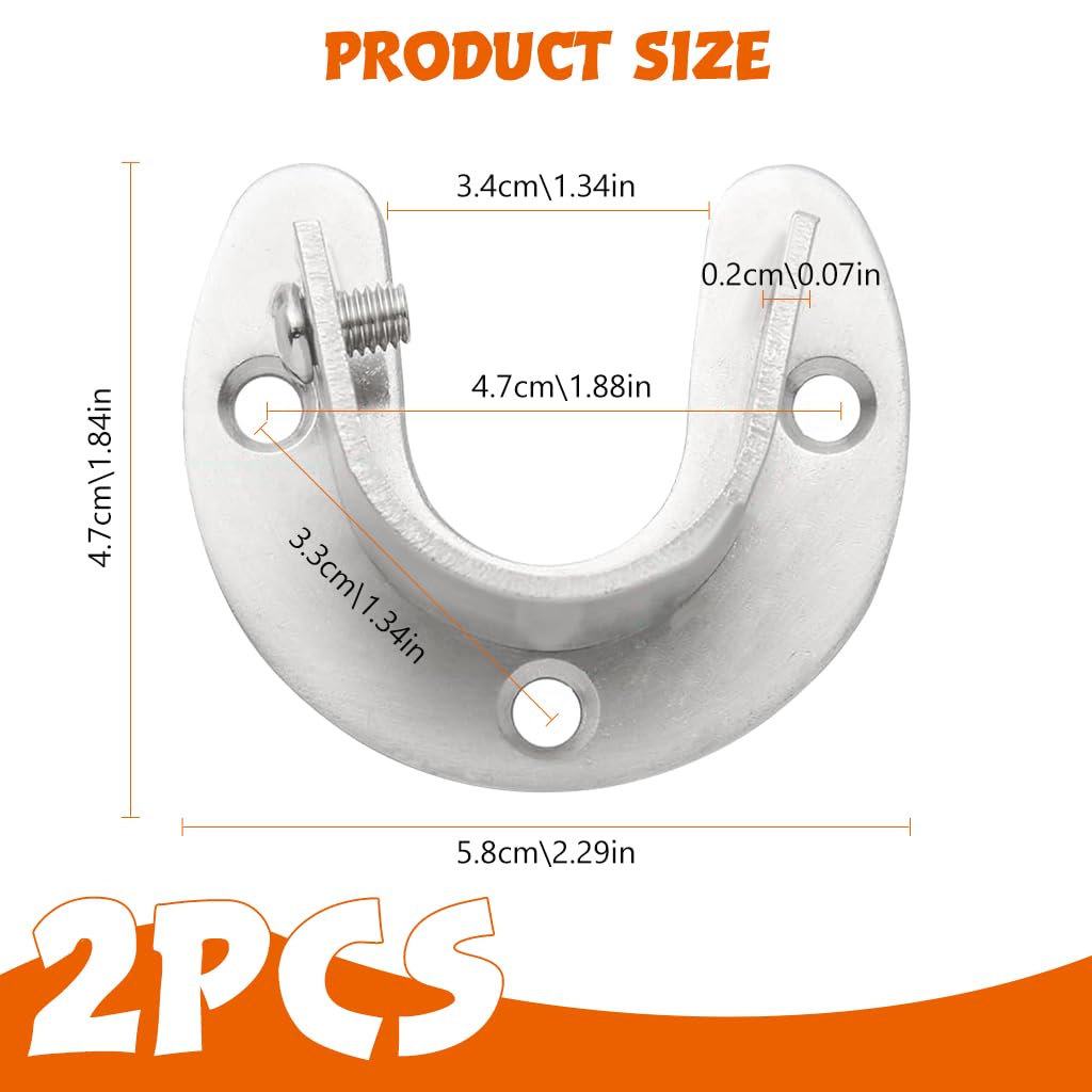HASTHIP Wardrobe Hanging Rod Mounts for Closet Rods up to 1 in with Screw Mount Stainless Steel | 2Pcs Set