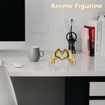 HASTHIP Love Hands Statue for Home Decor with Golden Resin Finish 13.8x7.8cm | Romantic Gift
