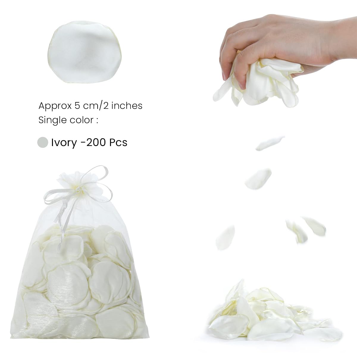 HASTHIP Artificial Rose Flower Petals for Wedding and Room Decoration 200 pcs Red Fabric