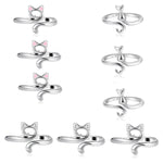 HASTHIP Crochet Rings for Tension featuring Cute Cat Ear Design 9PCS Metal Adjustable Set