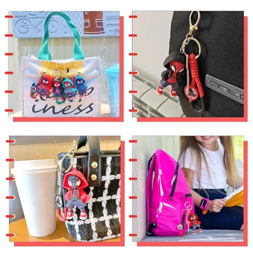HASTHIP® 2Pcs Keychains for Girls Boys,Cute Pendant Accessories,Cute Kawaii Key Ring Purse Backpack Key Chain Accessories Wristlet chain Car Charms (Red&Black)