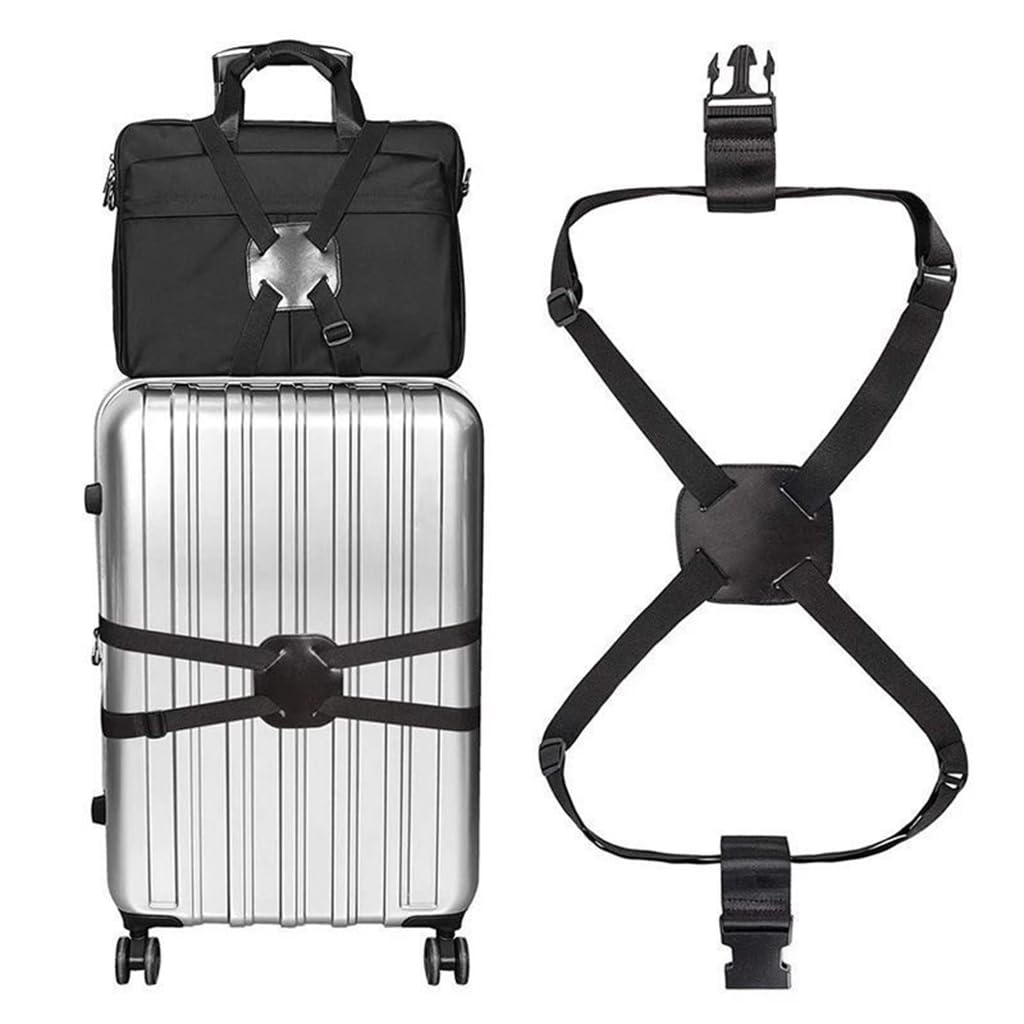 HASTHIP Luggage Straps for Travel Suitcases featuring Quick Release Buckles and Adjustable Polyester Bands | 2Pcs Black Set