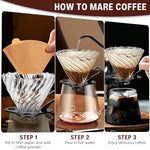 HASTHIP® V60 Glass Coffee Dripper with Handle and Stand, Pour Over Brewer Cone, 3-4 Cup Manual Coffee Maker, Glass Pour-Over Dripper for Home and Office