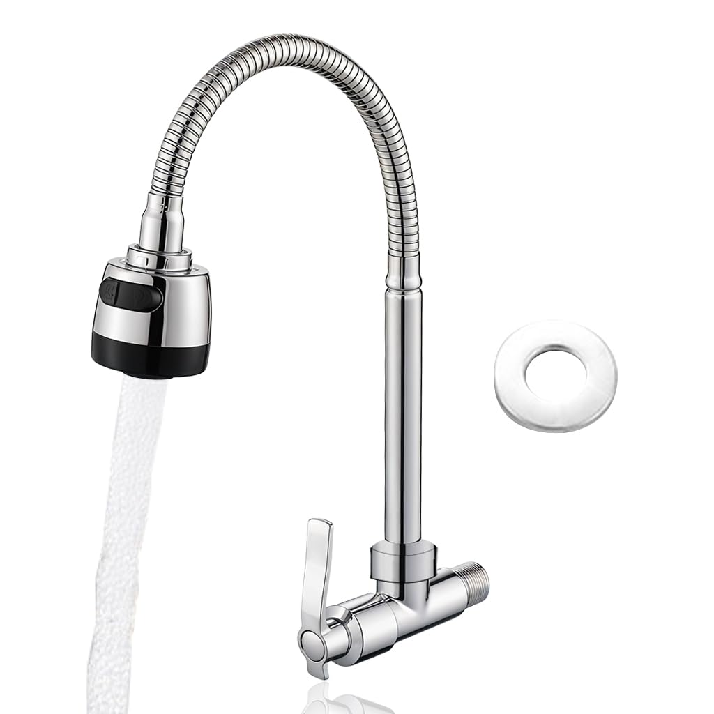 HASTHIP Wall Mounted Faucet for Kitchen and Bathroom featuring 360° Flexible Gooseneck | Zinc Alloy Construction with Switchable Water Modes