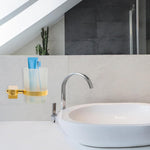 HASTHIP Toothbrush Cup Holder Set for Bathroom with 2.6 in Cup featuring Screw Mount | Golden Aluminum Wall Accessory