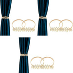 HASTHIP Curtain Tiebacks 2 Pack for Drapes featuring Adjustable Alloy Straps with Buckle Clip | Gold Leaf Carving Design