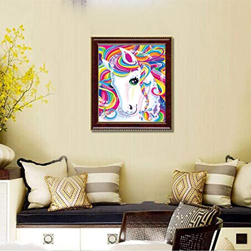 HASTHIP DIY 5D Diamond Painting by Number Kits Full Drill Crystal Embroidery Household Wall Decoration Art Crafts-Unicorn