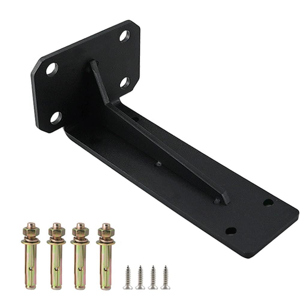 HASTHIP Shelf Brackets for Wall Shelves featuring 90 Degree Heavy Duty Design and Black Iron Finish