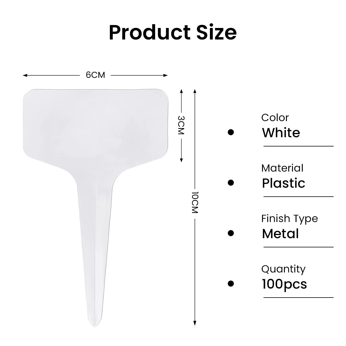 HASTHIP Plant Labels for Gardening with 100 pcs 10 cm PP Tags | Reusable White Name Tags