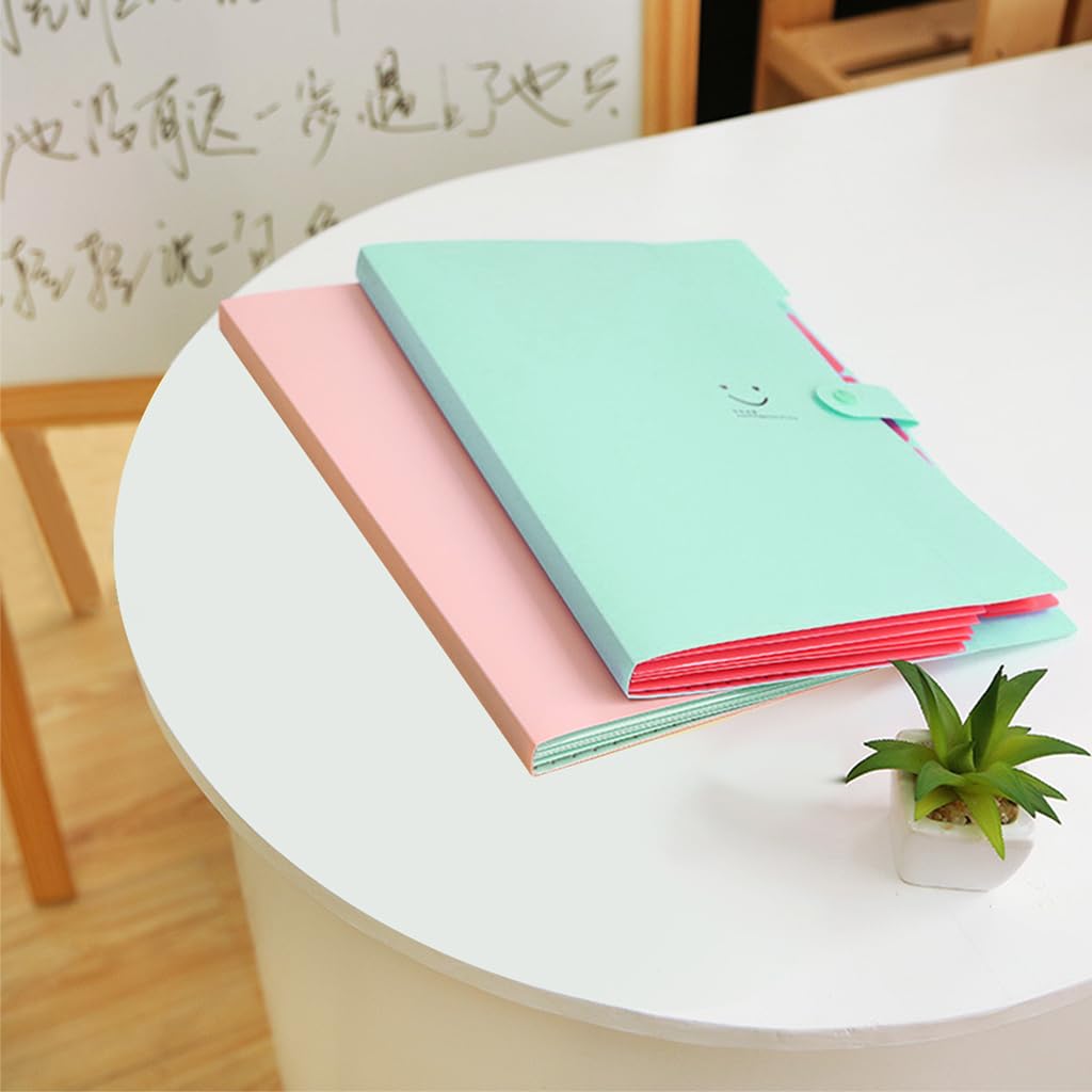 HASTHIP Accordion File Folder for Documents with 5 Compartments and Snap Closure | A4 Plastic Folders for School and Office