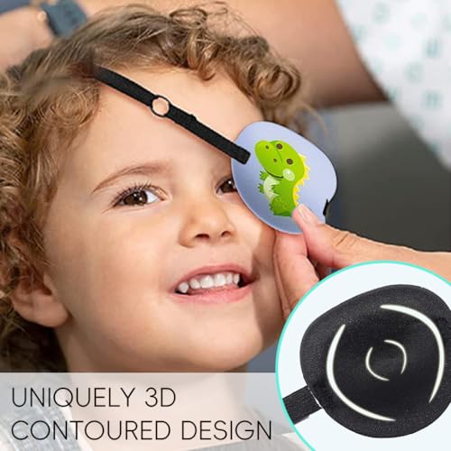 HASTHIP® 2Pcs Pirate Eye Patch for Kids Fun Cartoon Adjustable Soft Single Eye Patches for Lazy Eye Reusable 3D Contoured Eyes Pads No Pressure