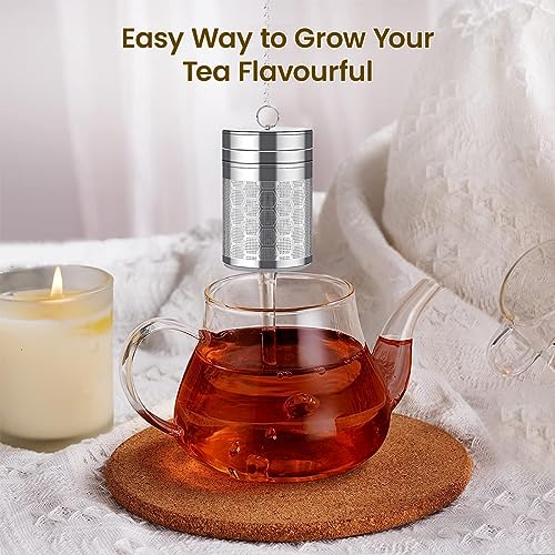 HASTHIP® Large Tea Infuser 304 Stainless Steel, 2.75 Inches Fine Mesh Strainer, Lid and Chain, Brew Loose & Herbal Tea, Fits Mugs, Cups, Teapots, Durable, Easy to Clean, Indian Consumers