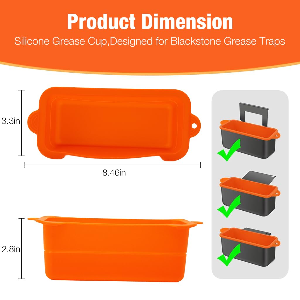 HASTHIP Silicone Grease Cup Liners for Blackstone Griddle 36 28 22 17 in | Reusable Heat‑Resistant Catcher Trays