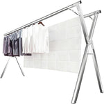 HASTHIP Folding Cloth Drying Rack for Indoor and Outdoor Use with 6.6ft Telescopic Frame and 20 Hooks | Double Layer Stainless Steel Laundry Organizer