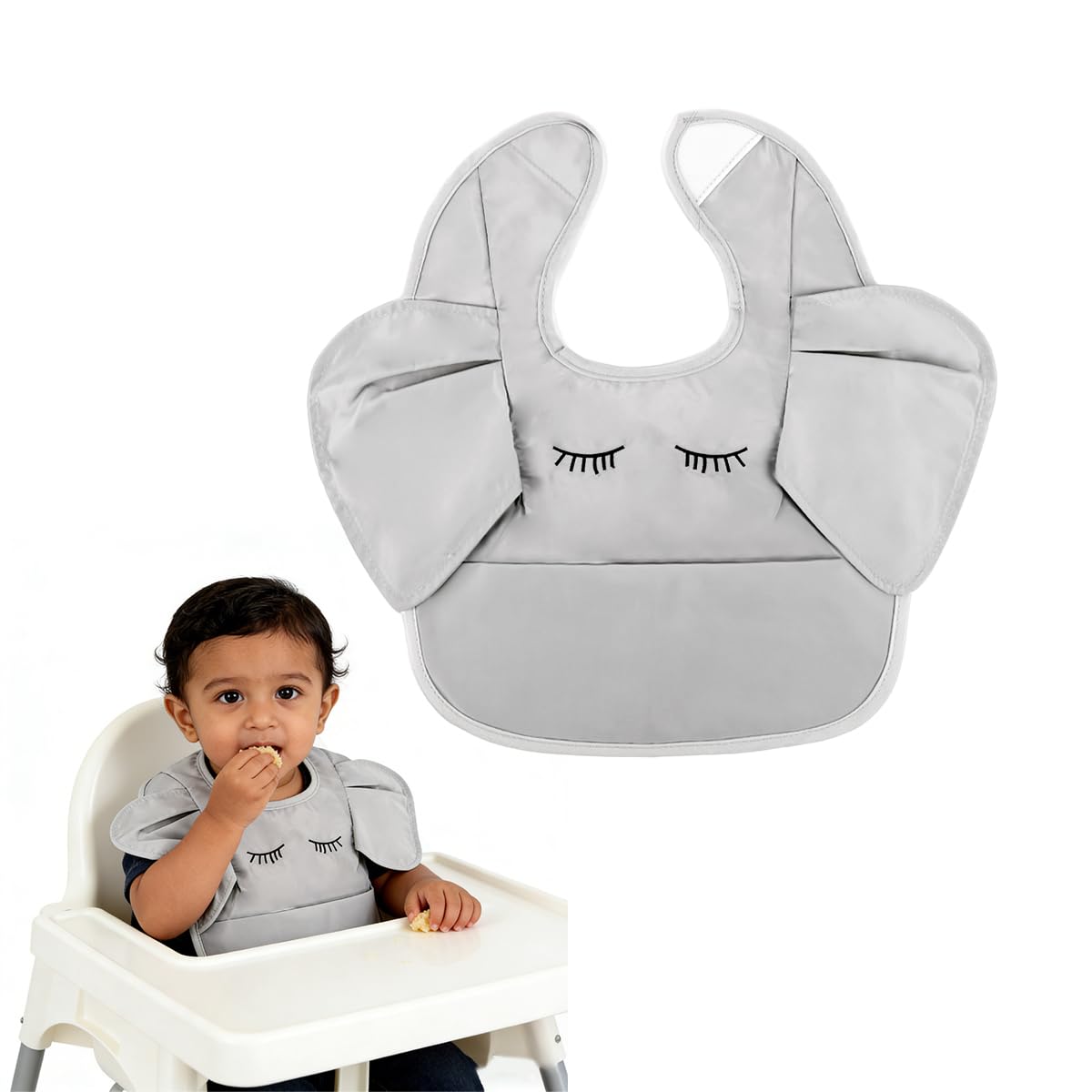 HASTHIP® Baberos Impermeables Desechables para Bebé,20 Piezas con Cinta Ajustable y Gran Bolsillo,Babero de Comedor Lindo para Recién Nacidos,Niños y Niñas Fácil de Usar Limpiar