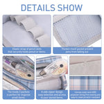 HASTHIP® VilaLuna Plaid Canvas Pencil Case for Girls, Large Capacity Organizer Pouch with Handle, Multi-Compartment School Stationery Bag for Students, Cosmetics, Travel, Office, Blue