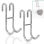 HASTHIP Door Hooks for Kitchen and Bathroom with Dual Hook Design and Stainless Steel | 2Pcs Removable Over Door Hanging Hooks