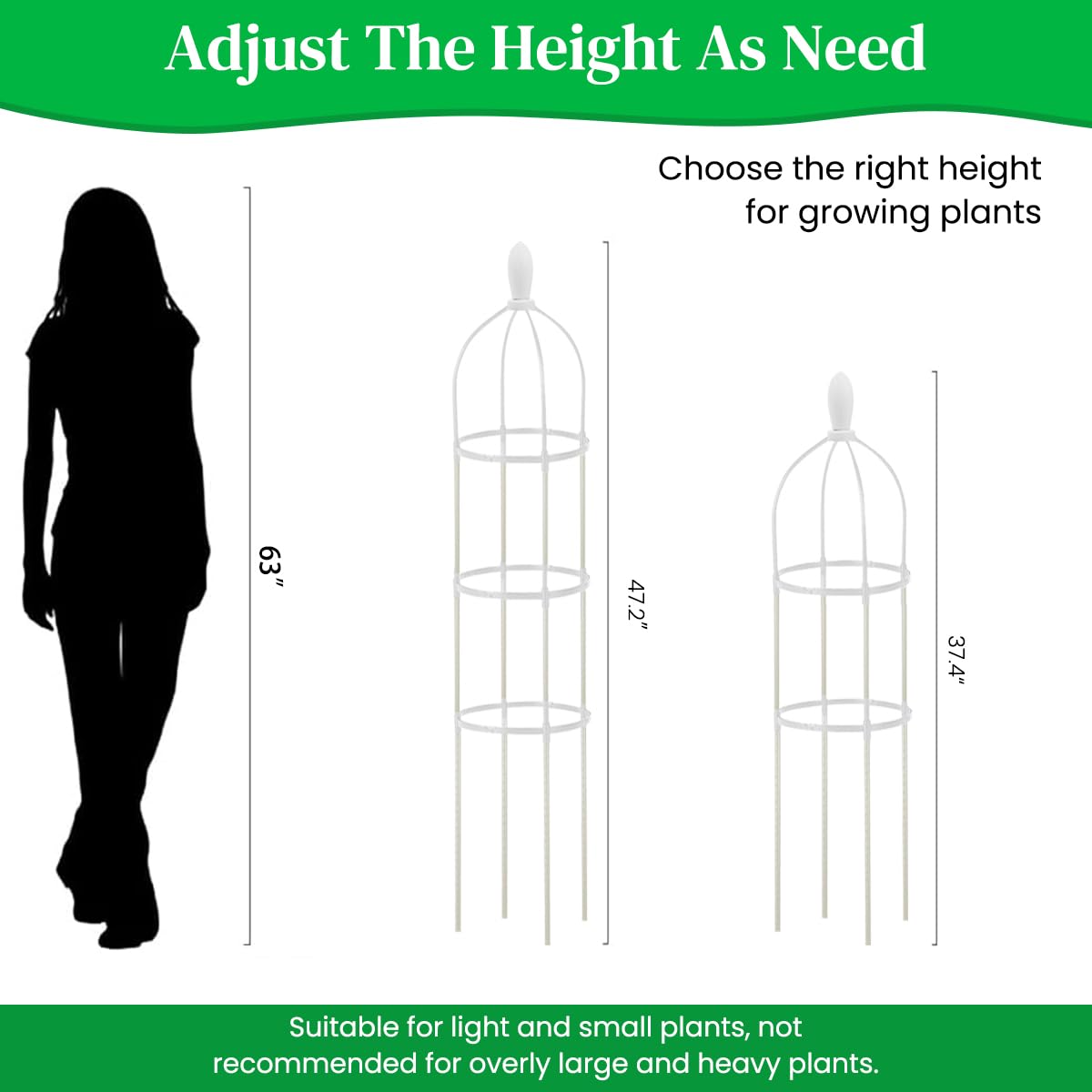HASTHIP Garden Plant Support for Climbers featuring 120 cm Obelisk Trellis with Bird Decor | Decorative Plant Stand for Clematis Ivy and Roses