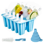 HASTHIP Popsicle Molds for Homemade Ice Pops with 10 Cavities and Flexible Silicone | Includes Funnel and Cleaning Brush
