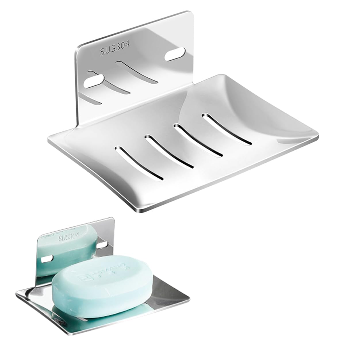 HASTHIP Soap Holder for Bathroom featuring 4.53×3.15 in Self‑Draining Design with 304 Stainless Steel | Wall Mounted Shelf