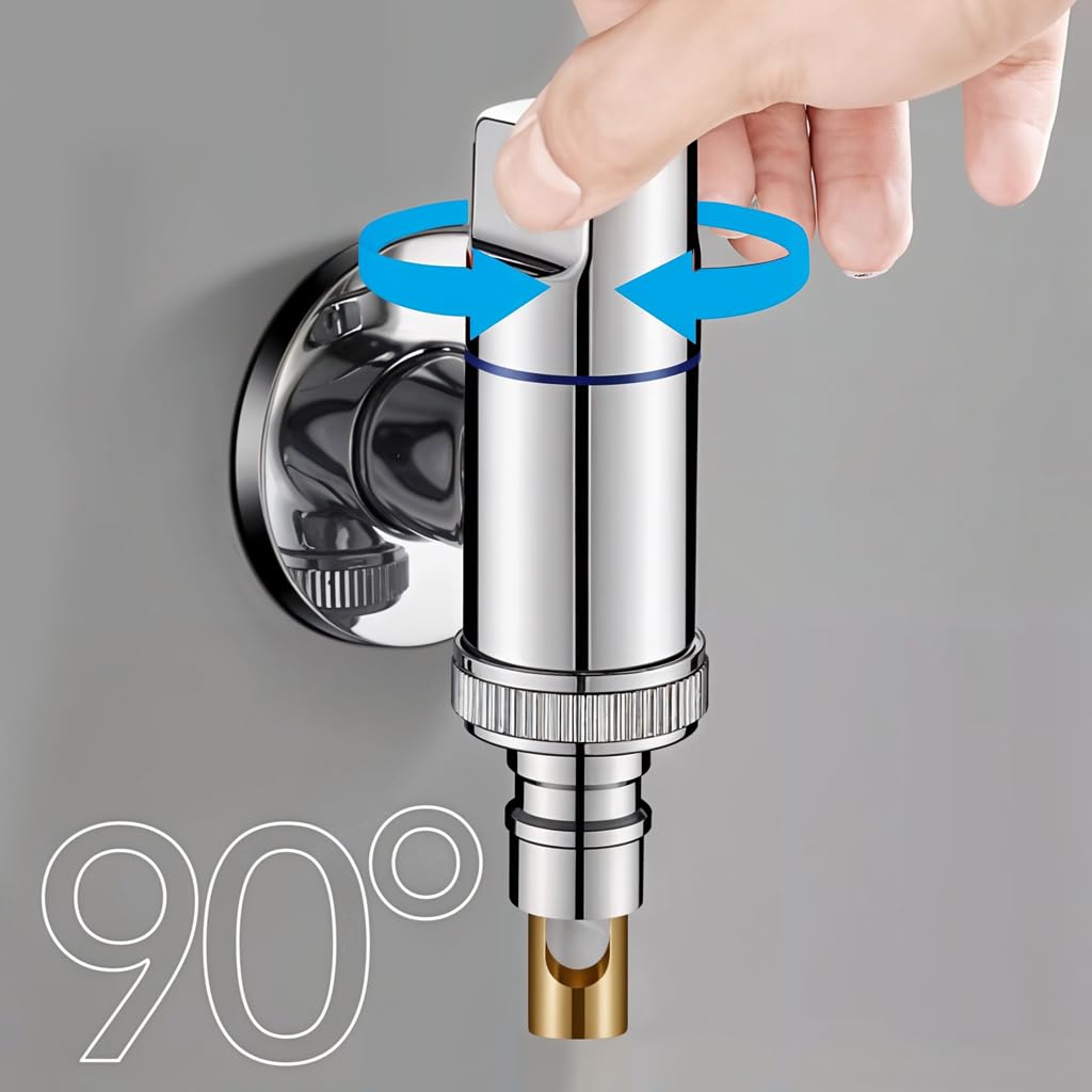 HASTHIP Laundry Faucet for Washing Machine and Dishwasher with 1/2 inch Fitting | Brass Chrome Finish Featuring Automatic Shut Off