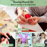 HASTHIP® Portable Sewing Kit Box, Complete Needle and Thread Set for Home, Travel and DIY, Includes 16 Multi-Color Threads, Scissors, Thimble, Threader, Tape Measure, Buttons, Clips