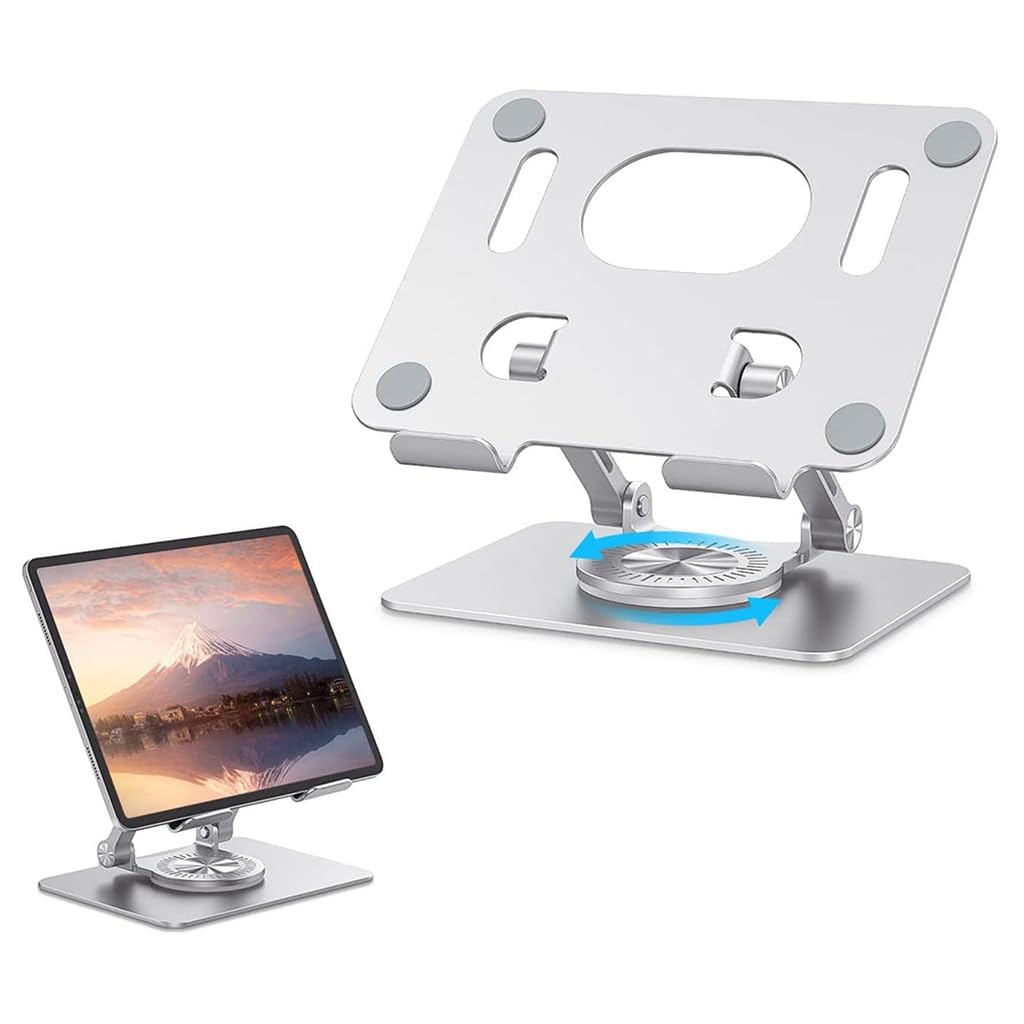 HASTHIP® Tablet Stand, Metal Stand Foldable, Adjustable Universal 360-degree Rotatable Metal Tablet Holder, Phone Stand Compatible for iPad/iPhone/iPad Pro or Other 4.7~12.9 Inch-Screen Devices