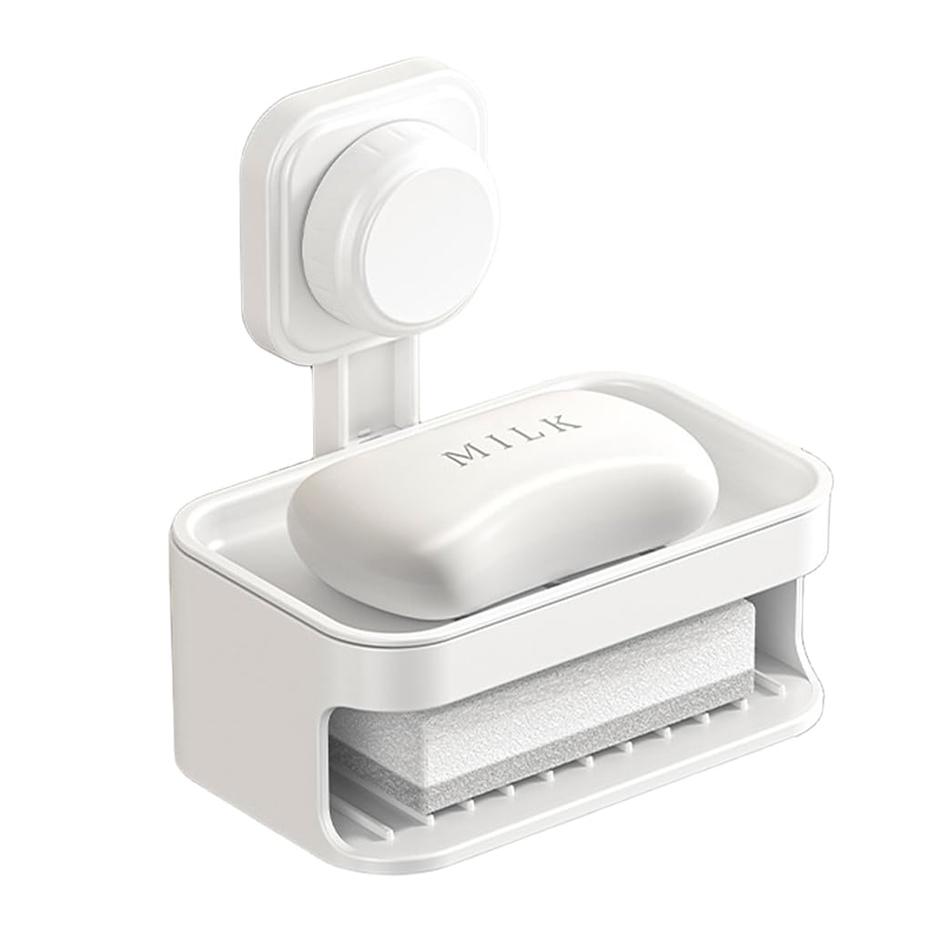 HASTHIP Silicone Soap Holder for Bathroom with Quick Drain Design and White Sponge | Stickable Anti Slip Dish for Kitchen and Sink