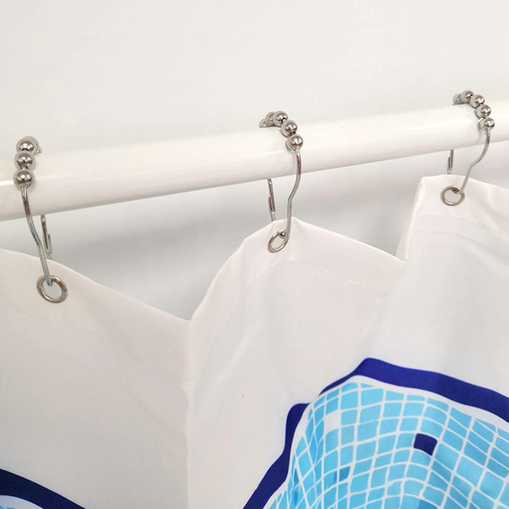 HASTHIP Stainless Steel Curtain Hooks for Bathroom with Spherical Roller Balls 12 Pieces