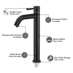 HASTHIP Vanity Basin Faucet for Bathroom Sink with 60cm Flexible Pipe and Single Handle | Stainless Steel Matte Black Finish