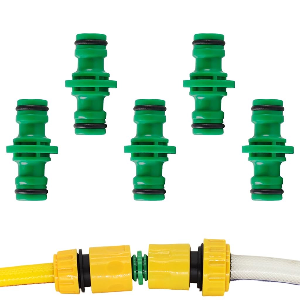 HASTHIP® 5pcs Double Male Hose connectors, Leak-Proof Hose Pipe Connectors, Durability Double Male Hose End Tap Connectors for Garden Irrigation & Lawn Garden Hose Tap-Green