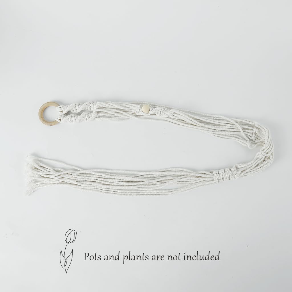 HASTHIP Macrame Plant Hanger for Indoor and Outdoor Decor with Metal Loop Ring | Cotton Woven Tassel Style