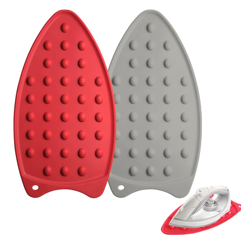 HASTHIP® Savina Silicone Iron Rest Pad for Ironing Board,2 Pack Heat Resistant Silicone Mat,Thick Non Slip Iron Holder Pad Compatible with Steam and Garment Steamer - Multicolor
