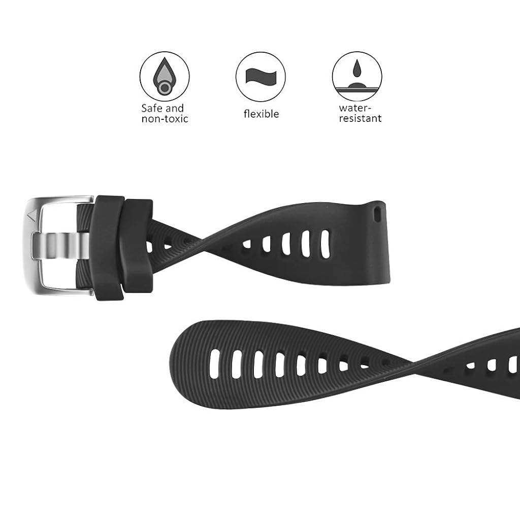 HASTHIP® Silicone Watch Strap Fashion Black Watch Band for Forerunner 645/245 Universal 20mm Width Watch Straps Adjustable Wristband Watch Bands for Galaxy Watch 5/5 Pro Galaxy Watch 4 Vivoactive 3