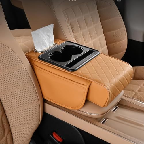 HASTHIP® Cojín para reposabrazos de coche, multifuncional, de cuero sintético, para consola central