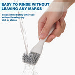 HASTHIP 2 in 1 Oil Stain Scrubber Brush for Baking Racks with Tail Scraper and Curved Bristles