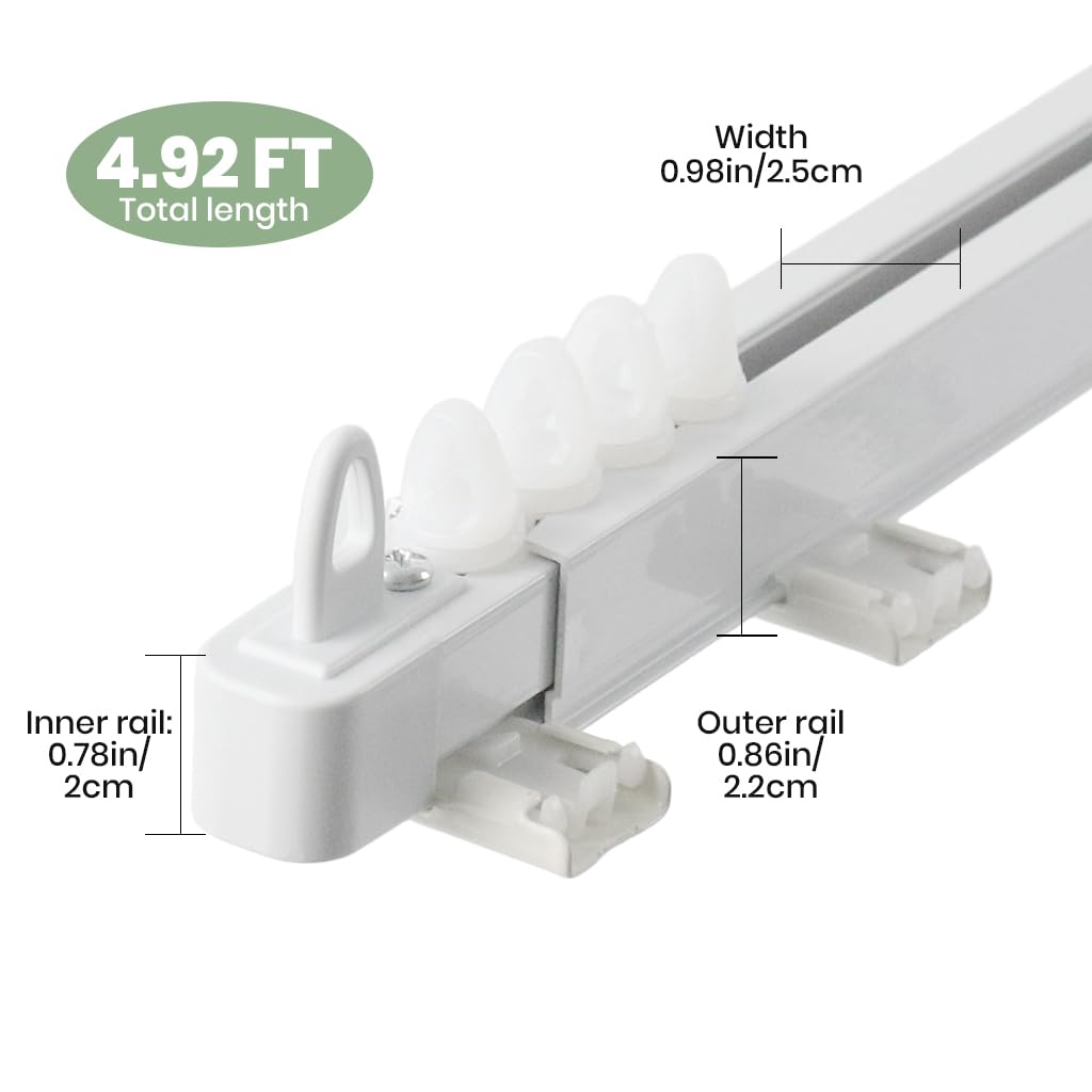 HASTHIP Curtain Rods for Ceiling Curtains featuring Silent Track System and 33–59 in Adjustable Aluminum Rail