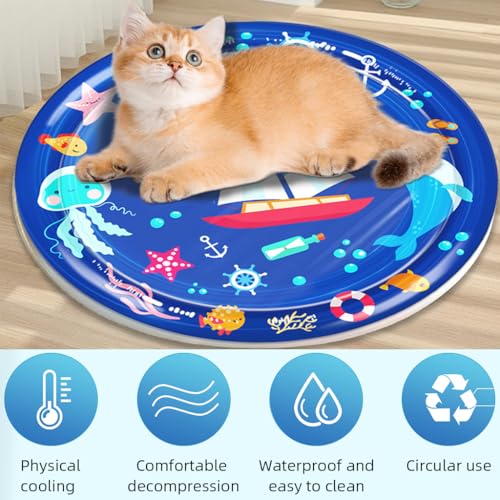 HASTHIP® Dog Cooling Mat, Inflatable Cooling Mat for Dogs with Water Fill, Portable Cartoon Pet Bed Cooling Water Bed Large Thicken Non-Toxic PVC Pet Toy with Air Pump